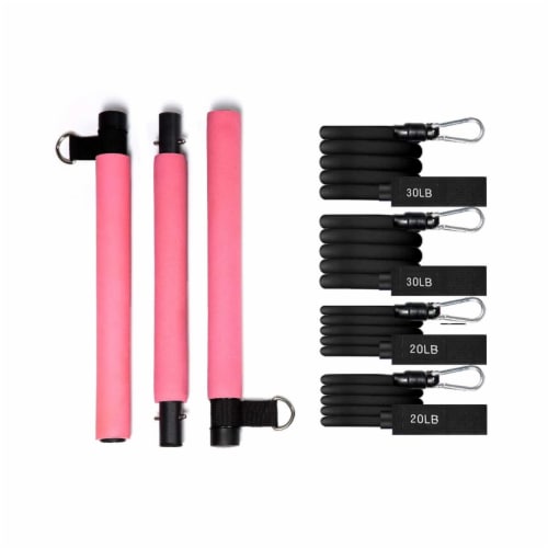 MALOOW Portable Pilates Bar with Adjustable Resistance Bands & Travel Bag,  Pink, 1 Piece - Kroger