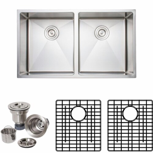 Wells Sinkware CSU3319-99 33 in. Handcrafted 16 Gauge Undermount 50-50 Double Bowl Stainless Perspective: front