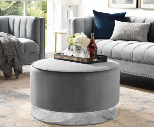 Round velvet cheap cocktail ottoman