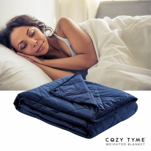 Adana 2 in 1 Warm & Cool Weighted Blanket - Calm Sleeping navy 41 x 60 6 lbs Perspective: front