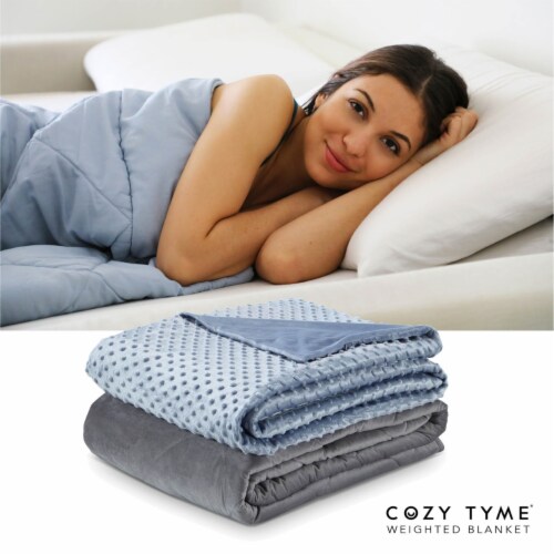 Adami  Cotton Weighted Blanket-Calm Sleeping, Dot Velvet Cover light blue 60  x 80  20 lbs Perspective: front