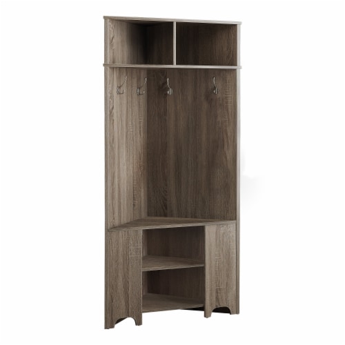 Hall Tree, Entryway, Hallway, Organizer, Storage, Coat Rack, Laminate, Brown, Perspective: front