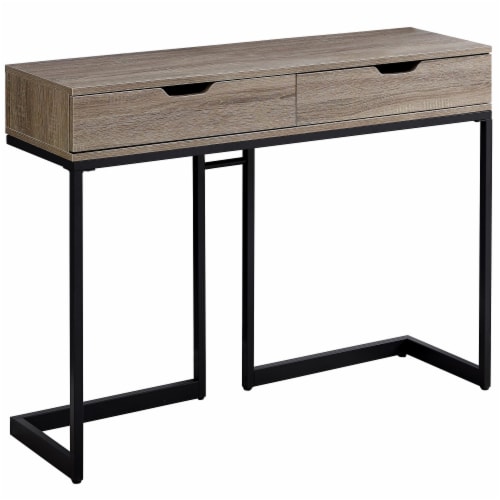 Monarch 2 Drawer Accent Console Table in Dark Taupe and Black 