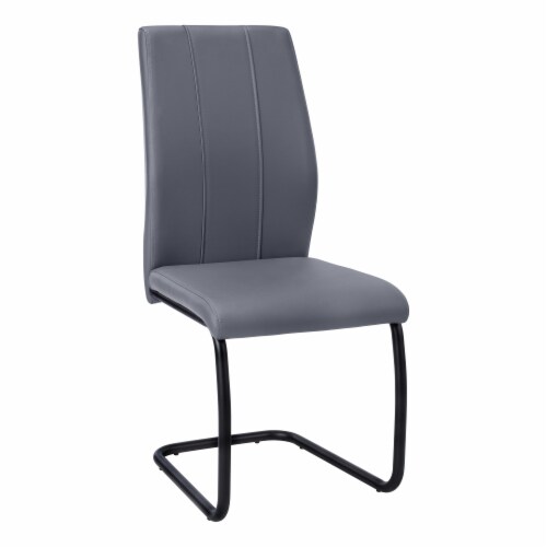 Dining Chair Set Of 2 Side Kitchen Dining Room Pu Leather Look Grey Perspective: front