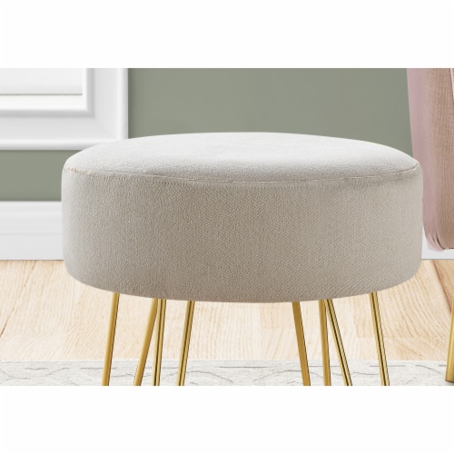 Ottoman Pouf Footrest Foot Stool 14 Round Fabric Metal Legs