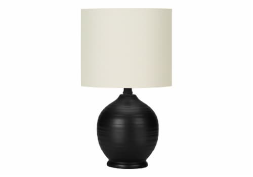 Monarch Specialties Black Ceramic Table Lamp with Ivory Shade Perspective: front