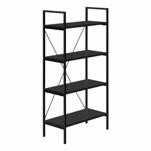 Bookshelf Bookcase 4 Tier 48 h Office Bedroom Metal Laminate Black 1 Fred Meyer