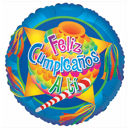 Anagram 72495 18 in. Feliz Cumpleanos A Ti -Party Balloon Perspective: front