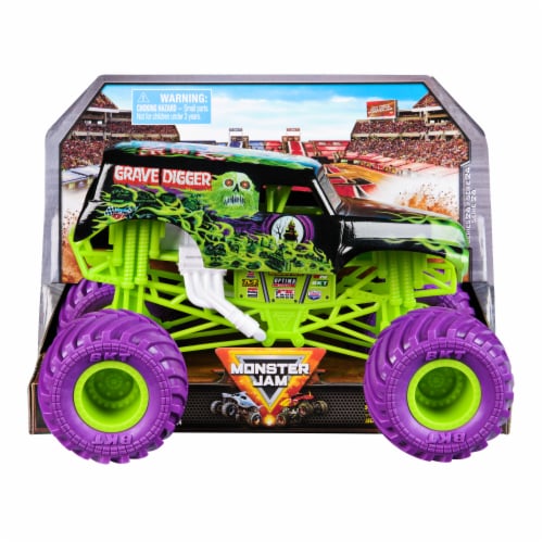 Monster Jam Official Grave Digger Monster Truck Collector 1:24 Scale Die-Cast Vehicle Toy Perspective: front