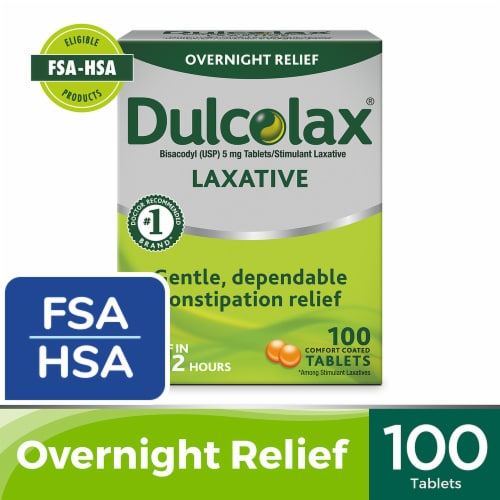 Dulcolax Stimulant Laxative Overnight Relief Tablets Bisacodyl Perspective: front