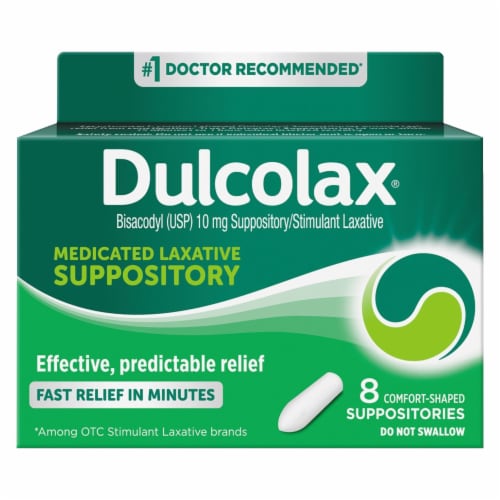 Dulcolax Laxative Suppository, Medicated, Comfort Shaped - 8 suppositories