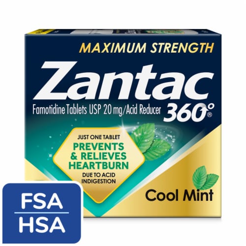 Zantac 360 Maximum Strength Cool Mint Tablets Perspective: front