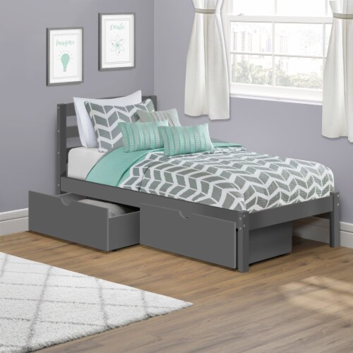 Grey twin bed shop with storage