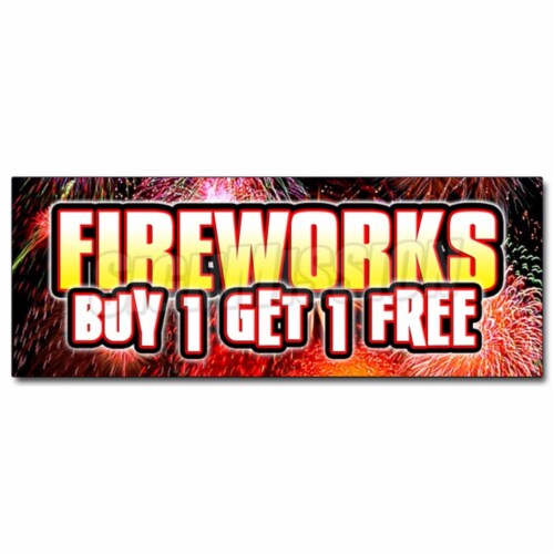 SignMission 24 in. Fireworks Buy 1 Get 1 Free Decal Sticker Perspective: front