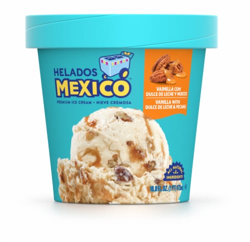 Helados Mexico Vanilla Dulce de Leche and Pecans Ice Cream Pint Perspective: front