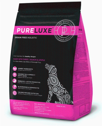 PureLUXE Grain-Free Healthy Weight Dog Food Made With Turkey, Salmon & Lentils (4LB) Perspective: front