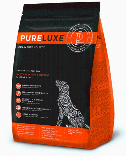 PureLUXE Grain- Free Adult Salmon Dog Food Made With Salmon & Split Peas (4LB) Perspective: front