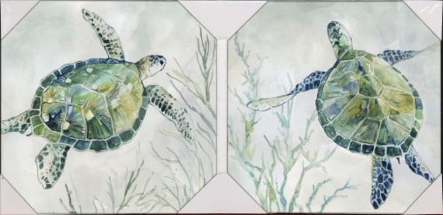 Streamline Art Seagrass Turtles Embellished Canvas Wall Art Perspective: front