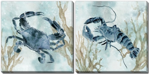 Streamline Navy Crab Lobster Wall Art Set Perspective: front