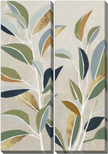 Golden Mosaic Leaves Wall Art Perspective: front