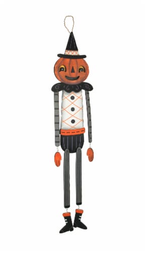 Johanna Parker Pumpkin Peeps Wooden Halloween Pumpkin Wall Hanging Door Decor - Pumpkin Perspective: front