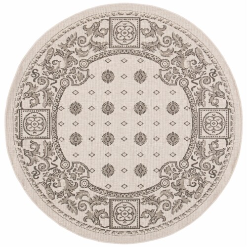 Safavieh CY1356-3001-5R 5 Ft. - 3 In. x 5 Ft. - 3 In. Round- Indoor - Outdoor Courtyard Natur Perspective: front