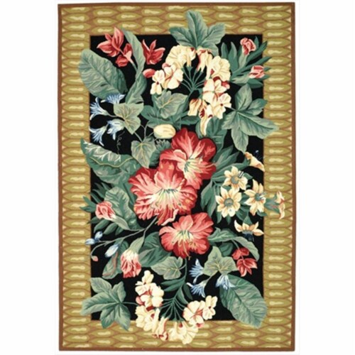 Safavieh HK301A-3 2 ft. - 9 in. x 4 ft. - 9 in. Small Rectangle- Country & Floral Chelsea Bla Perspective: front