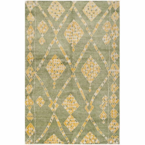 Safavieh MOR553C-6 6 x 9 ft. Medium Rectangle Contemporary Moroccan Green & Multi Hand Knotte Perspective: front