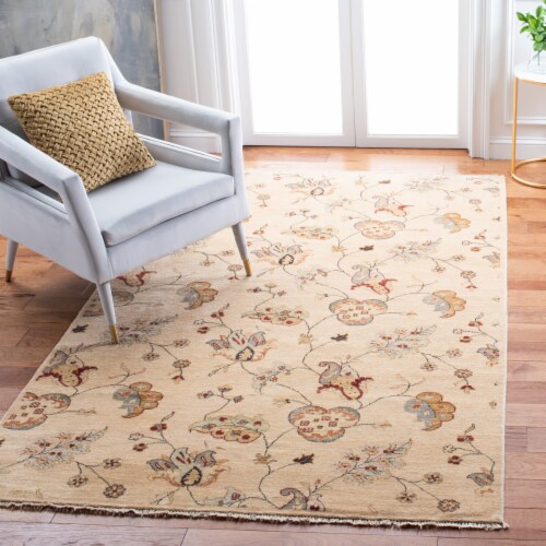 Safavieh AGR370A-5 5 ft.-0 in. x 8 ft.-0 in. Medium Rectangle Contemporary Agra- Beige Hand K Perspective: front