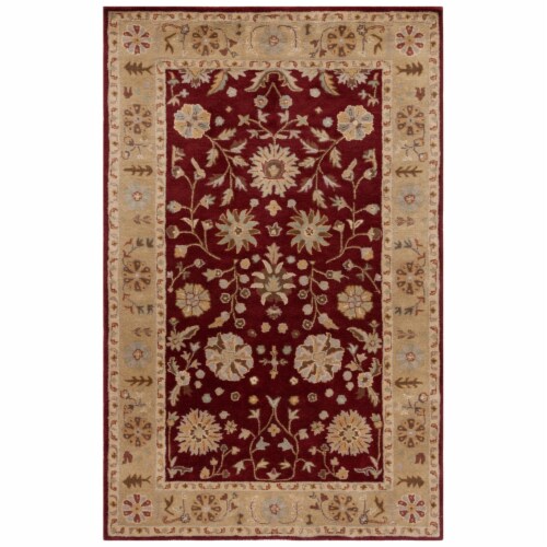 Safavieh HG813A-5OV 4 ft. - 6 in. x 6 ft. - 6 in. Oval- Traditional Heritage Red And Gold Han Perspective: front