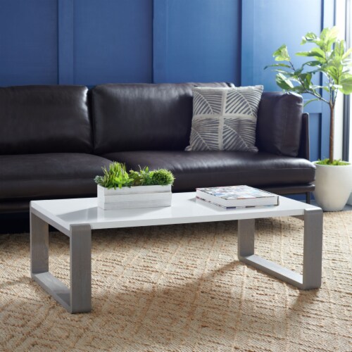 SAFAVIEH Bartholomew Mid Century Scandinavian Coffee Table White Grey 44 x 31.5 x 15.6 W x Pay Less Super Markets
