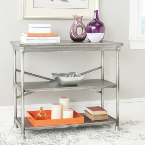 SAFAVIEH Jamison Medium Bookcase Silver Perspective: front