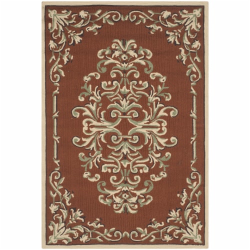 Safavieh EZC735B-3 3 x 5 ft. Easy Care Hand Hooked Small Rectangle Area Rug, Rust & Multi-Col Perspective: front