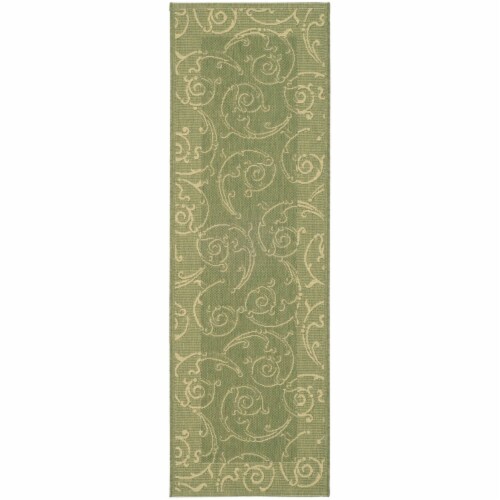 Safavieh CY2665-1E06-212 2 Ft. - 2 In. x 12 Ft. Runner- Indoor - Outdoor Courtyard Olive Natu Perspective: front