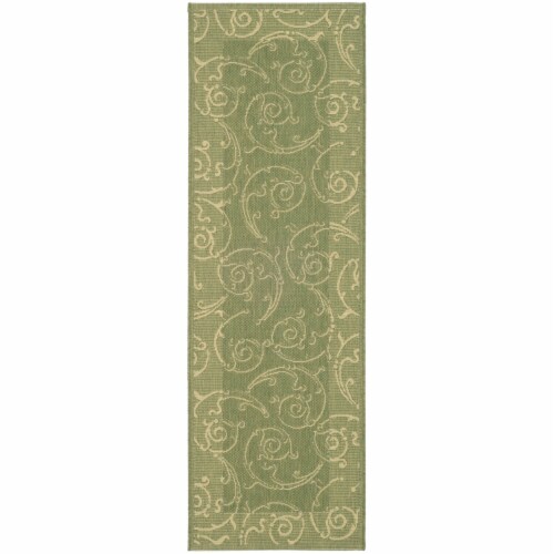 Safavieh CY2665-1E06-214 2 Ft. - 2 In. x 14 Ft. Runner- Indoor - Outdoor Courtyard Olive Natu Perspective: front