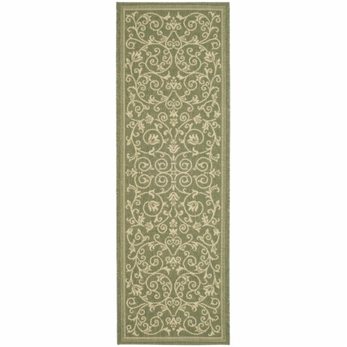 Safavieh CY2098-1E06-214 2 Ft. - 4 In. x 14 Ft. Runner- Indoor - Outdoor Courtyard Olive Natu Perspective: front