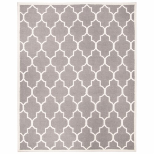 Safavieh DHU632B-10 Dhurries Hand Woven Flat Weave Rectangle Rug- Grey - Ivory- 10 x 14 ft. Perspective: front