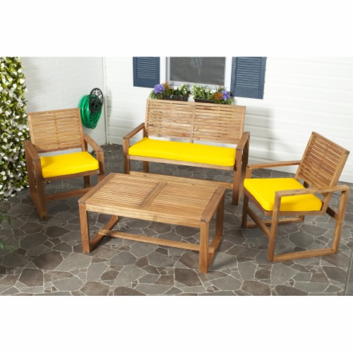 Safavieh Ozark Wood 4 Piece Set in Brown and Yellow Perspective: front