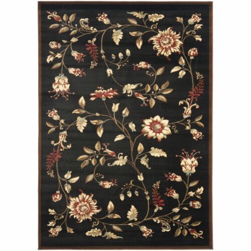 Safavieh LNH552-9091-5 5 ft. 3 in. x 7 ft. 6 in. Medium Rectangle Lyndhurst Black & Multi Col Perspective: front