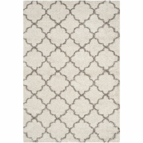 Safavieh SGH282A-4 Sgh-Hudson Shag Small Rectangle Rugs, Ivory & Grey - 4 x 6 ft. Perspective: front