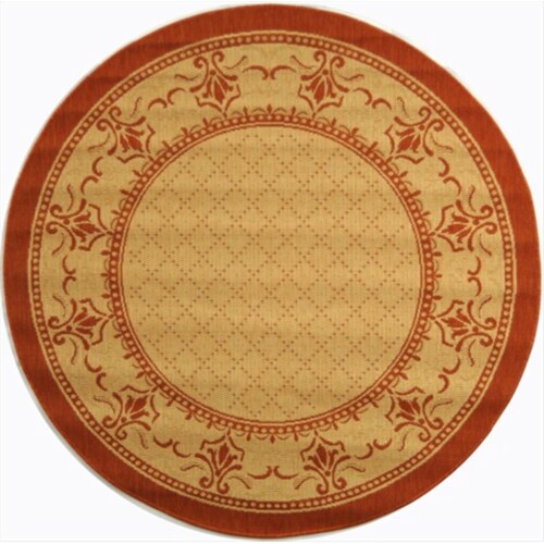 Safavieh CY0901-3201-5R 5 Ft. - 3 In. x 5 Ft. - 3 In. Round- Indoor - Outdoor Courtyard Natur Perspective: front