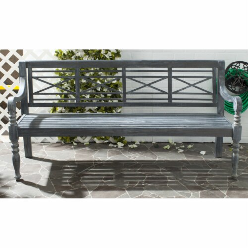 Safavieh Karoo Classic Garden Bench in Ash Gray Perspective: front