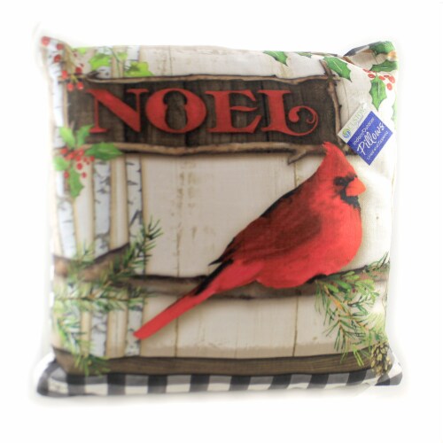 Christmas Cardinal Noel Pillow Fabric Indoor Outdoor 3691. 1