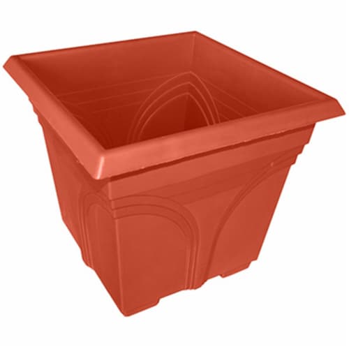 ATT Southern 259807 15 in. Medallion Plastic Deck Planter, Light Terra Cotta Perspective: front