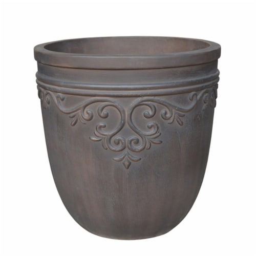Southern Patio 7507577 14.5 x 14 in. GRC Cement Round Midrise Planter, Brown Perspective: front
