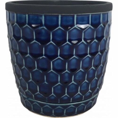 Southern Patio CRM-047070 6 in. Honeycomb Planter, Cobalt Perspective: front