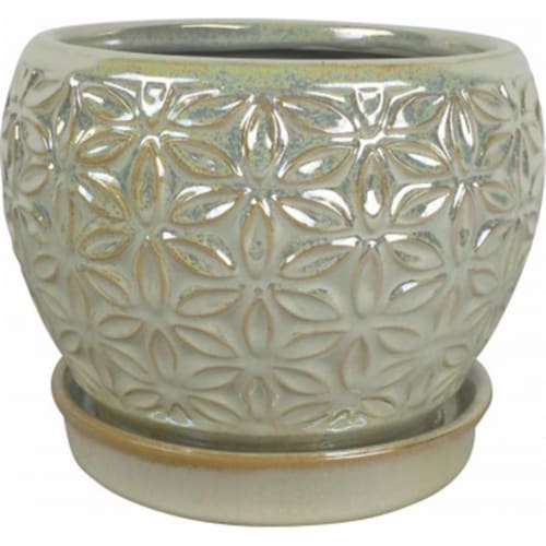 Southern Patio CRM-047100 8 in. Elora Planter, Pearl Perspective: front