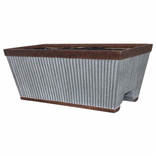 Southern Patio Westlake Resin Rustic Galvanized Pleated Deck Rail Planter Perspective: front