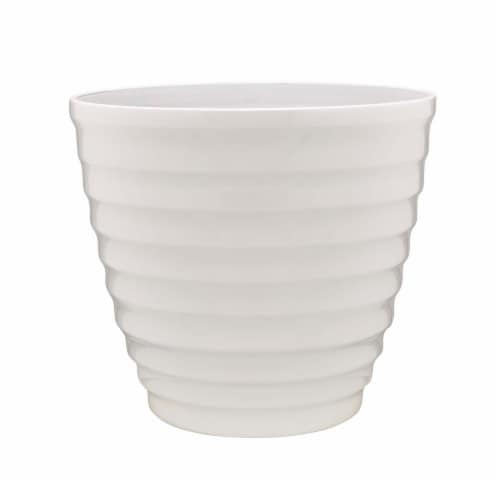 Southern Patio® Beehive Planter with Saucer - White Perspective: front