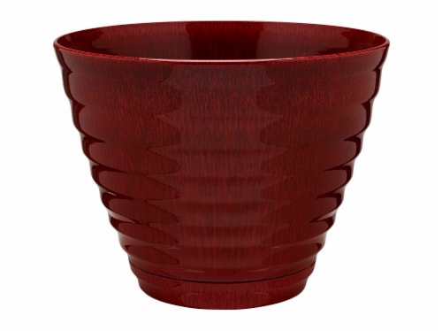 Southern Patio® Beehive Planter with Saucer - Red Perspective: front